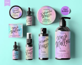 GRADIENT Editable Cosmetic Labels, RAINBOW Editable Body Product Labels, Diy Cosmetic Labels, Custom Product Labels, Custom Label, CANVA,