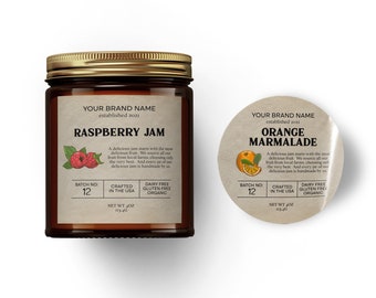 Editable Jam Label, Round Honey Label, Jam Label printable, Mason Jar Label, DIY Jar Labels, Jam Labels, Printable Jar Labels, Jam Stickers