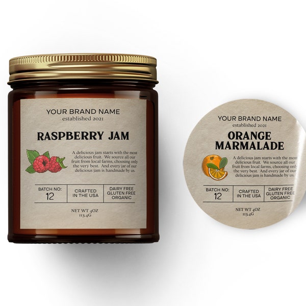 Editable Jam Label, Round Honey Label, Jam Label printable, Mason Jar Label, DIY Jar Labels, Jam Labels, Printable Jar Labels, Jam Stickers