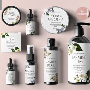 VINTAGE FLORAL Editable Skin Care Label, Apothecary Label, Botanical Label, Custom product label, Editable Cosmetic Label, Skin Care CANVA image 1