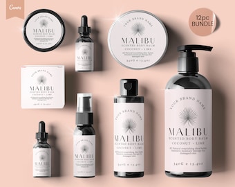NATURAL Product Labels, Editable Cosmetic Labels, Label Templates, Skincare Labels, Jar Labels, Bath Labels, Cosmetic Serum Labels, CANVA