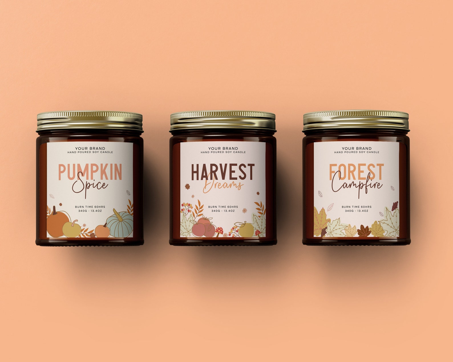 SEASONAL Editable Candle Label FALL Candle Label Design Etsy