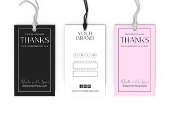 Custom HANG TAGS, Small Business Swing Tag, Boutique Clothing Tag Template, Hair Bundles Product Tag, Hang Tag, Custom Product Label, CANVA
