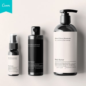 Editable Cosmetic Bottle Label Template, DIY Cosmetics Label, Cosmetics Labels Printable, 6oz, 4oz, 2oz Bottle Labels, Skin Care label CANVA