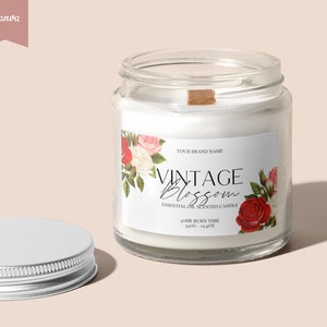 VINTAGE BOHO Floral Editable Candle Label, Candle Label Design, Custom Product Label, Custom Candle Label, Diy Label, DIY Candle Label Canva