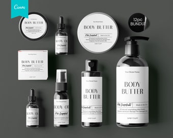 Editable Body Product Labels CANVA, DIY Cosmetic Labels, Editable Cosmetic Labels, Label, Cosmetic Label Printable, Custom Skin Care Labels