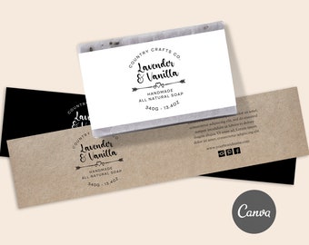 May include: A white bar of soap with a brown paper label. The label reads "Country Crafts Co. Lavender & Vanilla Handmade All Natural Soap 340g - 13.40z".