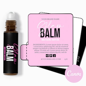 RETRO Editable Lip Balm Template, Diy Chapstick Label, Printable Lip Balm, Kraft Lip Balm, Custom Product Label, CANVA, Lip Balm Pink & Rose