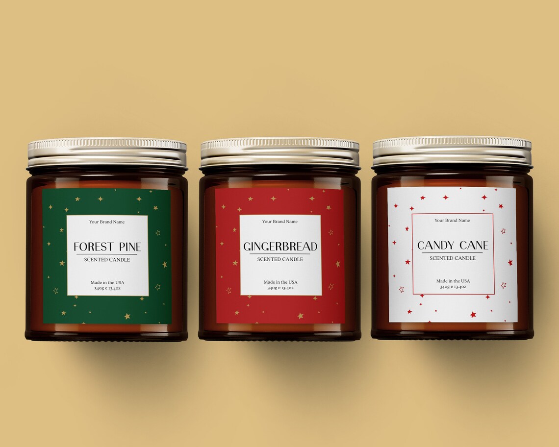 CHRISTMAS Editable Candle Label SEASONAL Candle Label Design Etsy