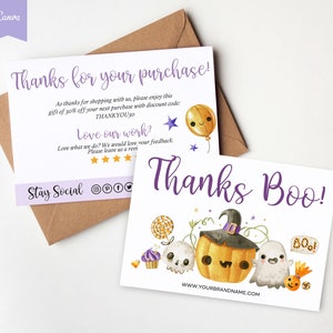 HALLOWEEN bestelling dank u kaartsjabloon, bewerkbare kleine bedrijven dank u sjabloon, Spooky, SEIZOEN invoegkaart, CANVA, Diy visitekaartje
