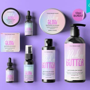 GRADIENT Editable Cosmetic Labels, Editable Body Product Labels, DIY Cosmetic Label, Cosmetic Label Printable, Custom Skin Care Label, CANVA