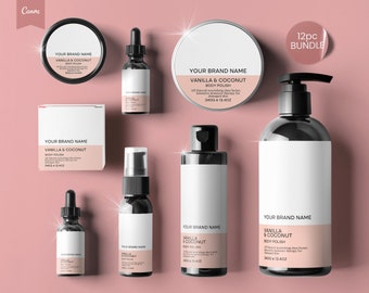 Editable SkinCare Product Labels, Editable Cosmetic Labels, Label Templates, Jar Labels, Bath Product Labels, Cosmetic Serum Labels, CANVA