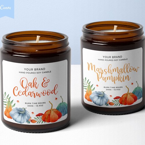 SEASONAL Editable Candle Label Fall Candle Label Design Wax Etsy