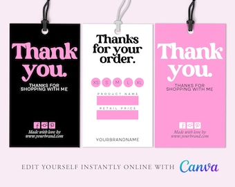 Custom HANG TAGS, Small Business Swing Tag, Product Tag Template, Boutique, Hair Bundles, Size Tag, Hang Tag, Custom Product Label, CANVA