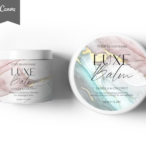 Editable Cosmetic Jar Label MARBLE Template, Diy GLITTER Cosmetics Label, product labels, Circular Jar Label, Skin Care label, Custom Label