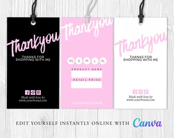 Custom HANG TAGS, Small Business Swing Tag, Product Tag Template, Boutique, Hair Bundles, Size Tag, Hang Tag, Custom Product Label, CANVA