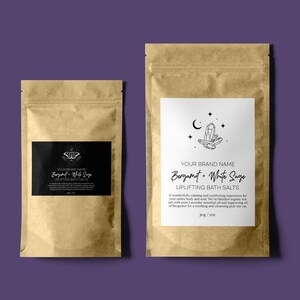 APOTHECARY Editable Pouch Label Template, Custom Product Label, BATH Salt Template, Astrology, DIY Bath Soak Label, Stand Up Pouch Label