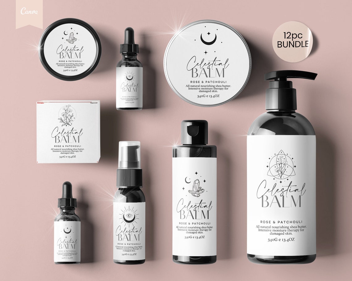 CELESTIAL Editable Skin Care Label, APOTHECARY Label, Custom Product ...