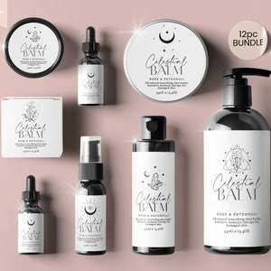 CELESTIAL Editable Skin Care Label, APOTHECARY Label, Custom product label, Vintage Cosmetic Labels, Label Printable, Essential Oil, CANVA