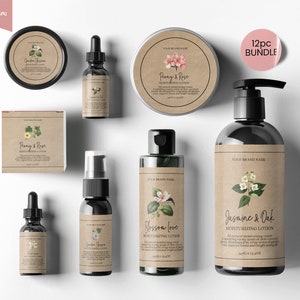 VINTAGE FLORAL Editable Skin Care Label,  Apothecary Label, Botanical Label, Custom product label, Editable Cosmetic Label, Skin Care CANVA