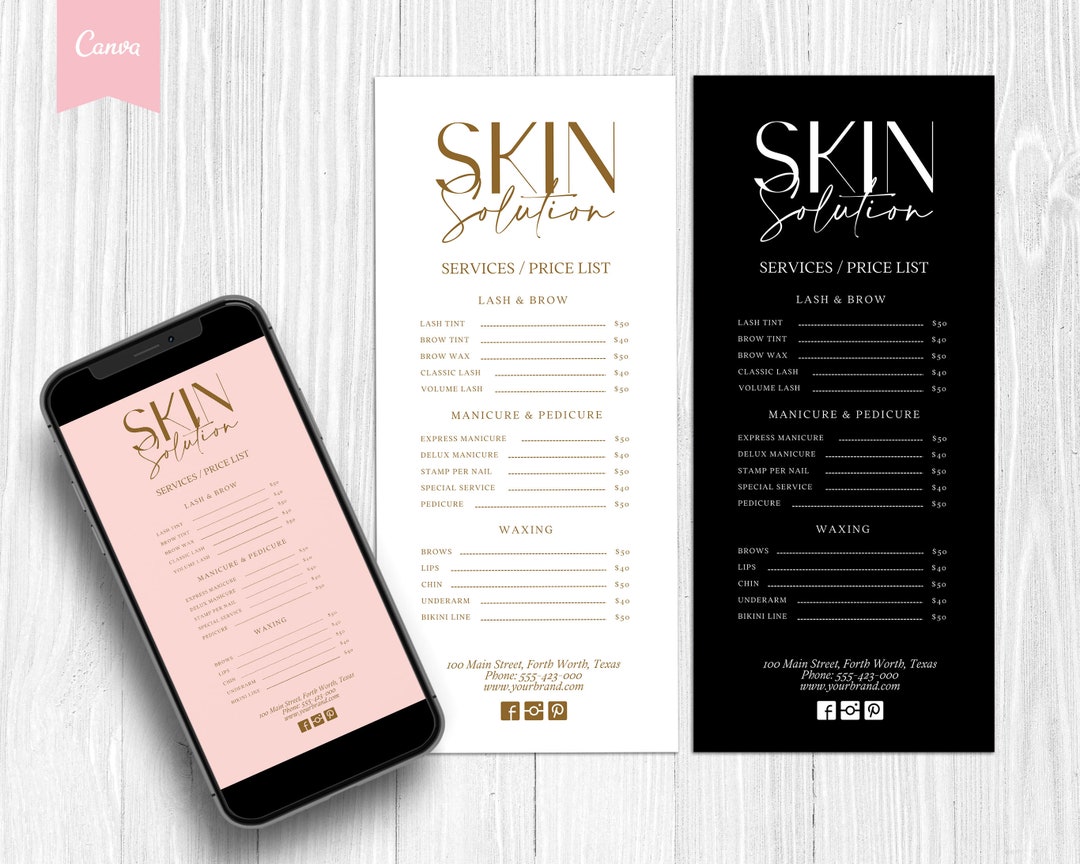 Editable PRICE List Template, Custom Business Price List, DIY Menu