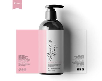 May include: A black pump bottle with a white label that reads "Almond & Honey Body Polish". The label also includes the text "All Natural Nourishing Skin Butter" and "Your Brand Name". The bottle is 340g or 11.4 oz.