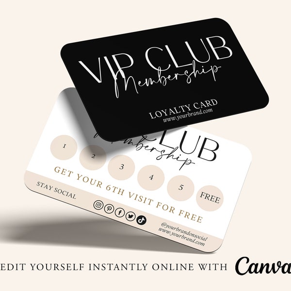 Editable Loyalty Cards, BUSINESS Thank You Card, Care Card Template, Order Insert, Gift with Purchase, DIY Vip Membership card, CANVA