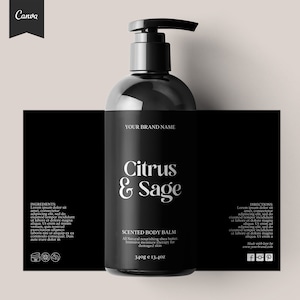 Editable Cosmetic Bottle Label Template, DIY Cosmetics Label, Cosmetics Labels Printable, 6oz, 4oz, 2oz Bottle Labels, Skin Care label CANVA