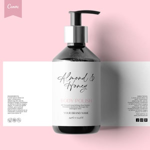 Editable Cosmetic Bottle Label Template, DIY Cosmetics Label, Cosmetics Labels Printable, 6oz, 4oz, 2oz Bottle Labels, Skin Care label CANVA