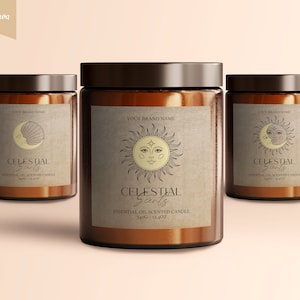 CELESTIAL Editable Candle Label, BOHO Candle Label Design, Editable Product Label, Candle Label, Custom Product Label, Label Design, CANVA