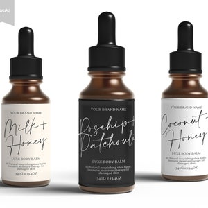 Editable 1oz, 2oz, 4oz Dropper Bottle Template, Editable Dropper Bottle Label, Roller Label, Essential Oil Label, Custom Product Label CANVA