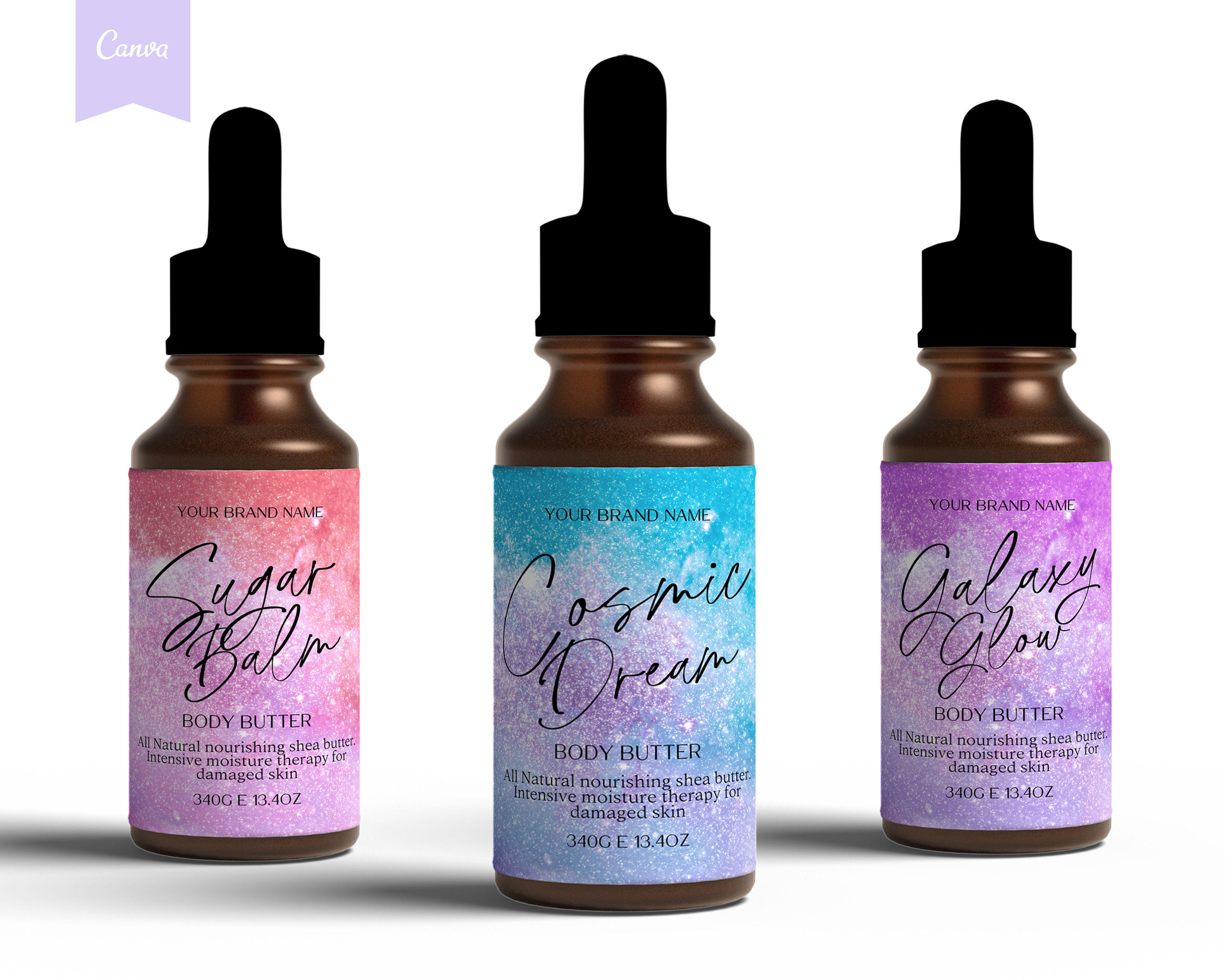GRADIENT Editable Cosmetic Labels, GLITTER Product Labels, Diy Cosmetic ...