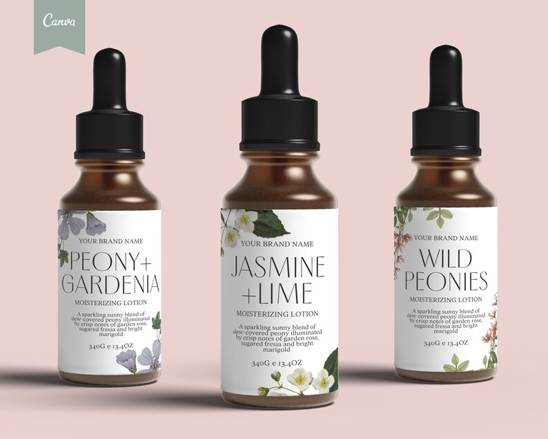 VINTAGE FLORAL Editable Skin Care Label, Apothecary Label, Botanical Label, Custom product label, Editable Cosmetic Label, Skin Care CANVA image 5