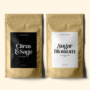 MINIMAL Editable Pouch Label Template, Custom Product Label, BATH Salt Template, Essential oil, DIY Bath Soak Label, Stand Up Pouch Label