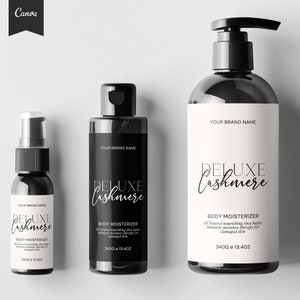 Editable Cosmetic Bottle Label Template, DIY Cosmetics Label, Cosmetics Labels Printable, 6oz, 4oz, 2oz Bottle Labels, Skin Care label CANVA