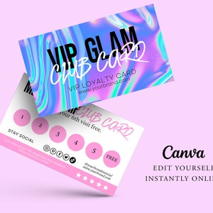 HOLOGRAM bewerkbare klantenkaarten, BusinessThank You Card, Care Card Template, Order Insert, Cadeau bij aankoop, DIY VIP-lidmaatschapskaart CANVA