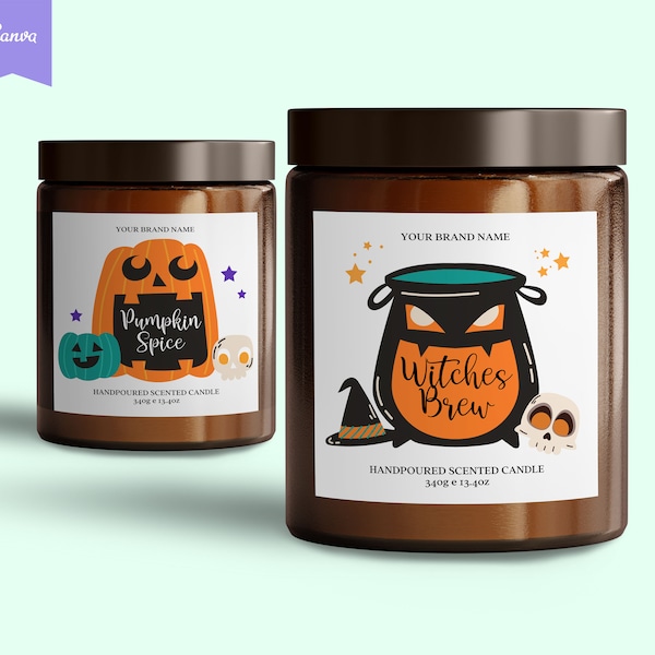 HALLOWEEN Editable Candle Label, SPOOKY Candle Label Design, Wax melt, Custom Product Label,Candle Labels, Fall, Diy Candle Label CANVA