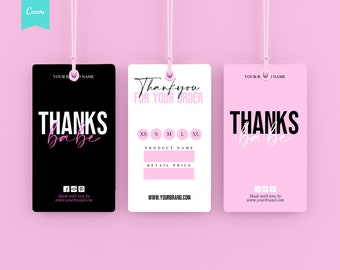Custom HANG TAGS, Small Business Swing Tag, Boutique Clothing Tag Template, Hair Bundles Product Tag, Hang Tag, Custom Product Label, CANVA
