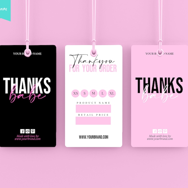 Custom HANG TAGS, Small Business Swing Tag, Boutique Clothing Tag Template, Hair Bundles Product Tag, Hang Tag, Custom Product Label, CANVA