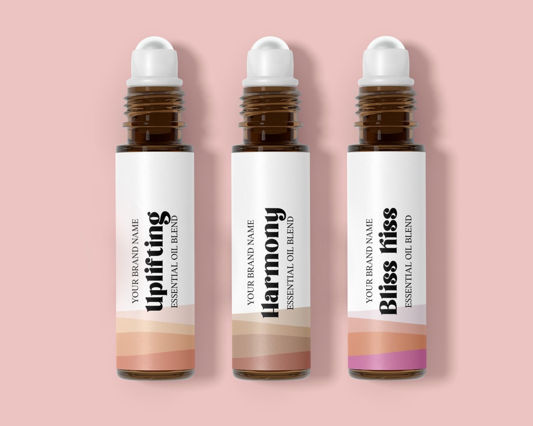 BOHO Essential Oil Roller Bottle Labels, Rollerball Label Template