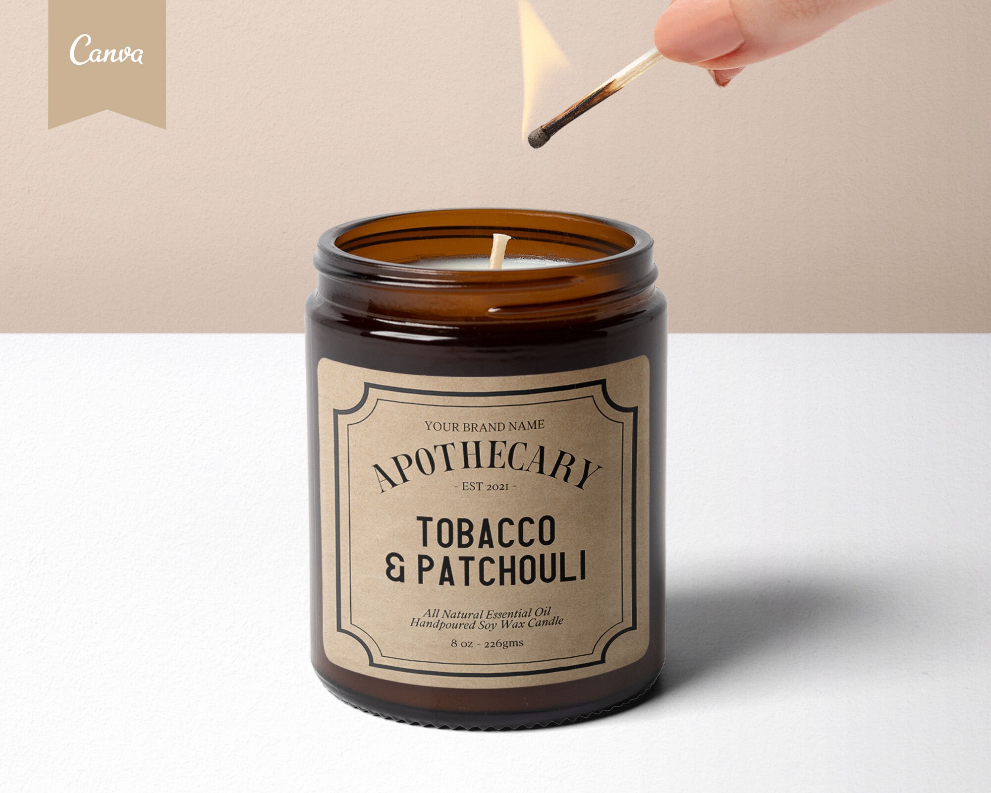 VINTAGE Editable Candle Label APOTHECARY Candle Label Design Etsy