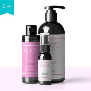 Editable Cosmetic Bottle Label Template, DIY Cosmetics Label, Cosmetics Labels Printable, 6oz, 4oz, 2oz Bottle Labels, Skin Care label CANVA
