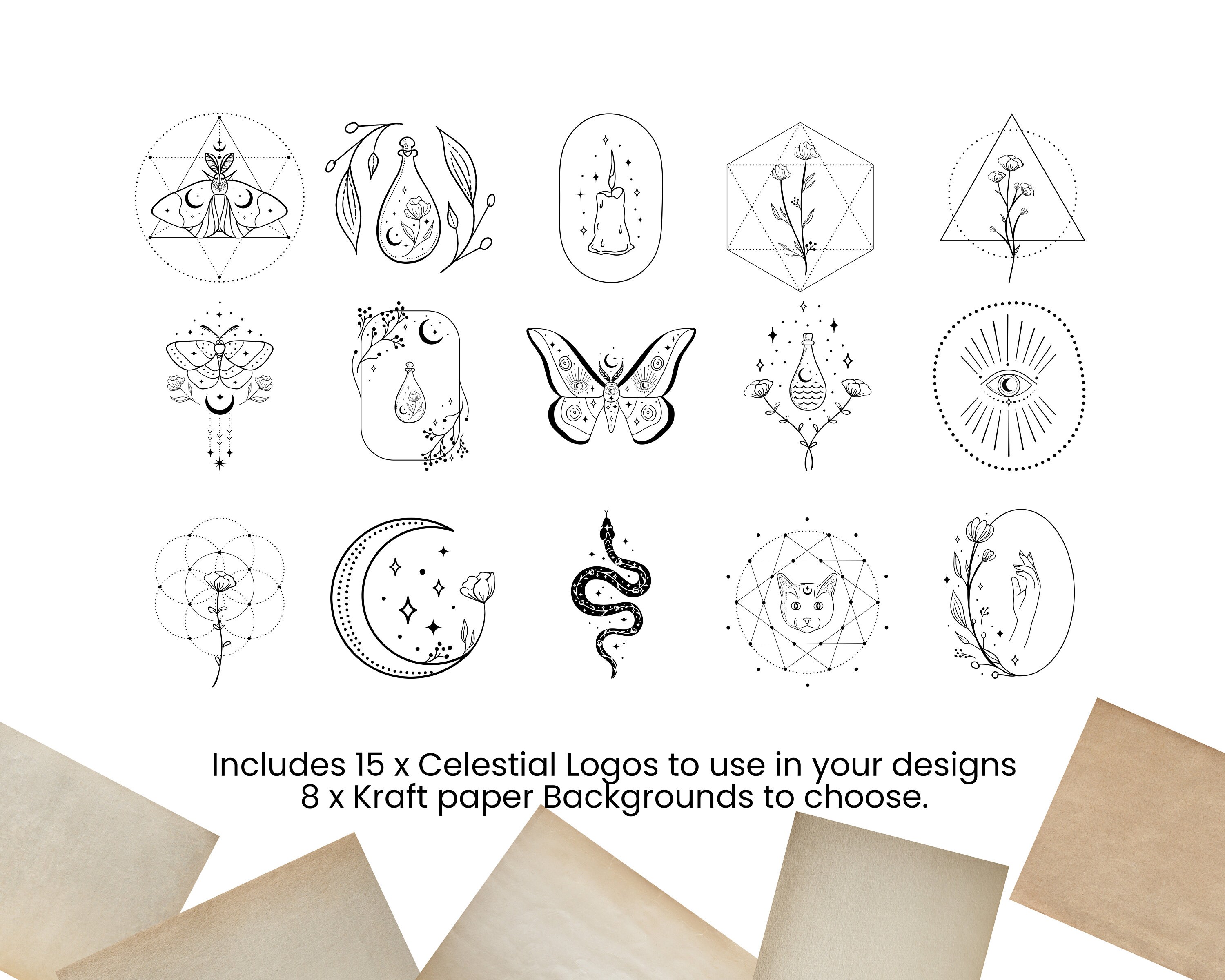15 X CELESTIAL LOGO Editable Dropper Bottle Template, Editable Dropper ...