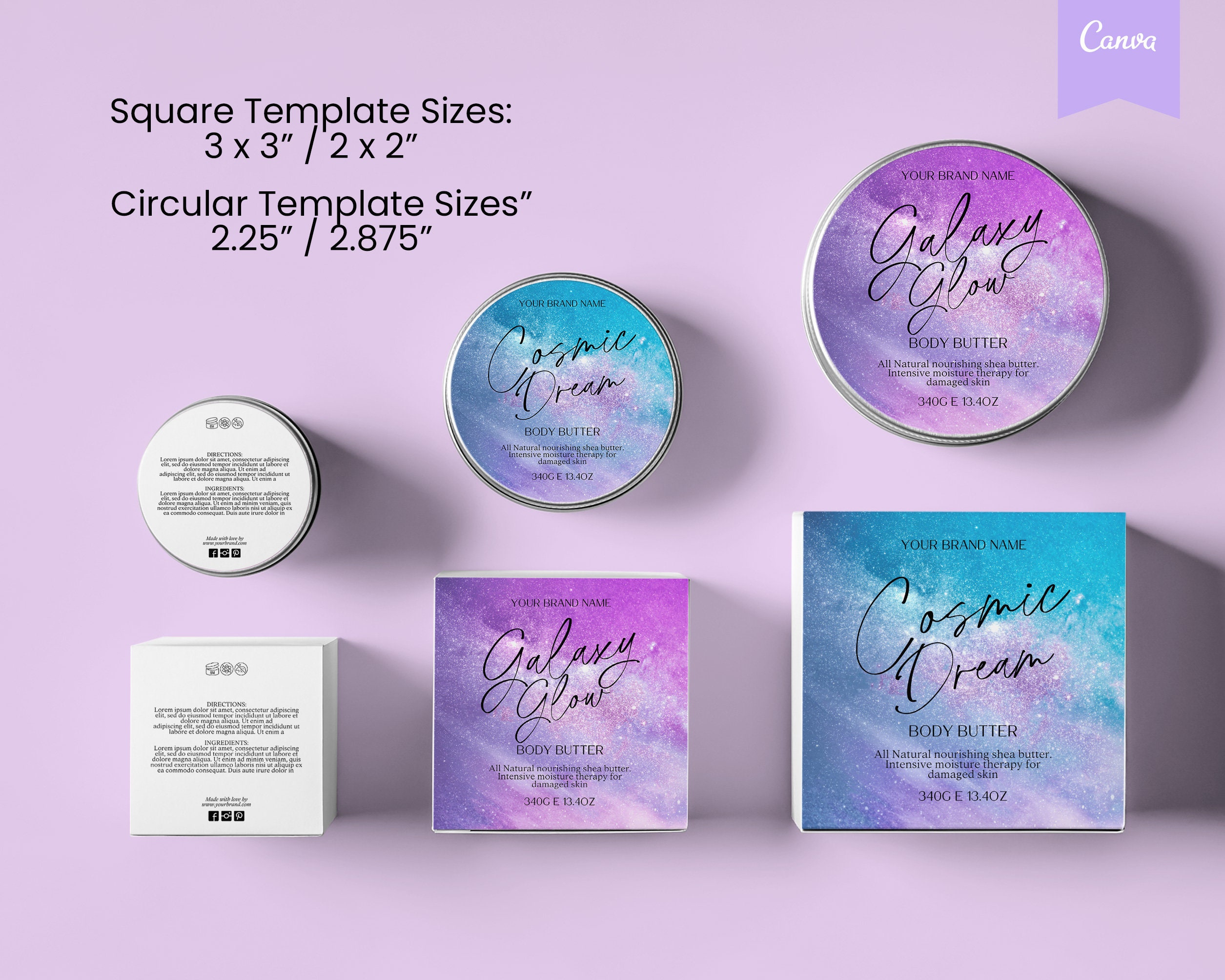 GRADIENT Editable Cosmetic Labels, GLITTER Product Labels, Diy Cosmetic ...