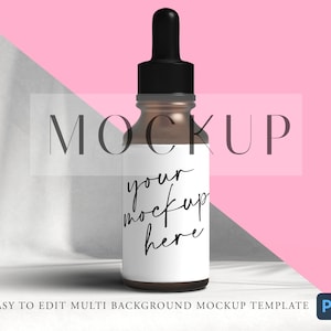 MOCKUP Dropper Bottle Template, Product Mockup, Product Label Mockup, 1oz, 2oz Dropper Bottles, Cosmetic Mockup, Photoshop, Instant Download