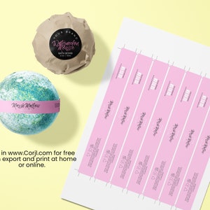BATH BOMB Label, Editable Circle Label, DIY Cosmetic Jar Label, Round Lid Label, Circle Sticker Template, Candle Tin Label, Editable Label image 3