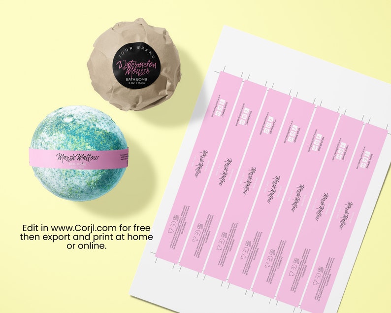 BATH BOMB Label, Editable Circle Label, DIY Cosmetic Jar Label, Round Lid Label, Circle Sticker Template, Candle Tin Label, Editable Label image 3