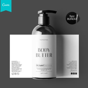 Editable Cosmetic Bottle Label Template, DIY Cosmetics Label, Cosmetics Labels Printable, 6oz, 4oz, 2oz Bottle Labels, Skin Care label CANVA