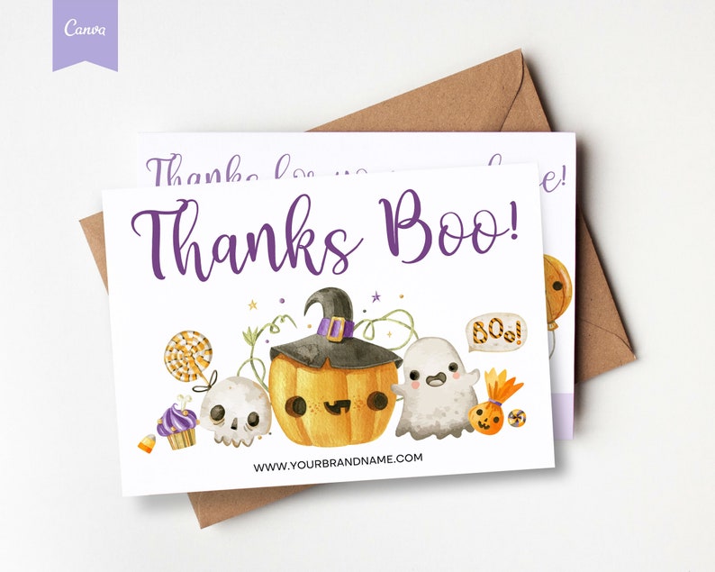 HALLOWEEN Order Thank You Card Template, Editable Small Business Thank ...