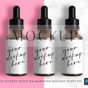 MOCKUP Dropper Bottle Template, Product Mockup, Product Label Mockup, 1oz, 2oz Dropper Bottles, Cosmetic Mockup, Photoshop, Instant Download